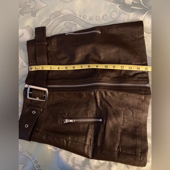 NWT Raga Brown Faux Leather Mini Skirt w/ Belt - Picture 6 of 6
